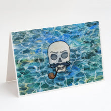 Load image into Gallery viewer, Skeleton Skull Pirate Greeting Cards -  Blank Note Cards – 8-Pack of Artist-Designed Cards with Envelopes