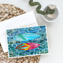 Load image into Gallery viewer, Surf Boards on the Water Greeting Cards -  Blank Note Cards – 8-Pack of Artist-Designed Cards with Envelopes