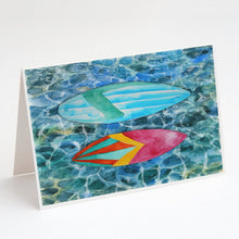Load image into Gallery viewer, Surf Boards on the Water Greeting Cards -  Blank Note Cards – 8-Pack of Artist-Designed Cards with Envelopes