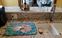 Load image into Gallery viewer, Sea Shell and Water Dish Drying Mat – Absorbent, Artistic Kitchen Essentials BB5368DDM