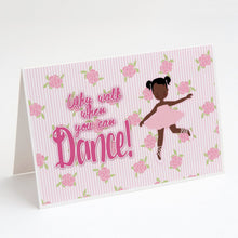Load image into Gallery viewer, Ballet African American Pigtails Greeting Cards -  Blank Note Cards – 8-Pack of Artist-Designed Cards with Envelopes