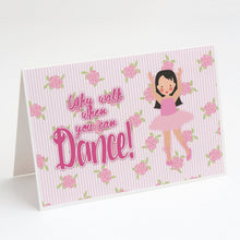 Load image into Gallery viewer, Ballet Long Dark Hair Greeting Cards -  Blank Note Cards – 8-Pack of Artist-Designed Cards with Envelopes