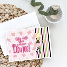 Load image into Gallery viewer, Ballet Dance Stripes Blonde Greeting Cards -  Blank Note Cards – 8-Pack of Artist-Designed Cards with Envelopes
