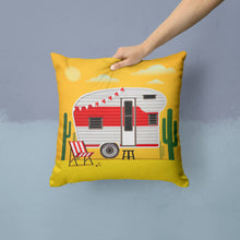 Load image into Gallery viewer, Greatest Adventure Retro Camper Desert Throw Pillow - 14x14 Decorative Pillow – Art for Your Home &amp; Patio BB5479PW1414