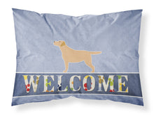 Load image into Gallery viewer, Yellow Labrador Retriever Welcome Fabric Standard Pillowcase – Artistic Decorative Front, White Back BB5501PILLOWCASE