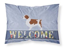 Load image into Gallery viewer, Welsh Springer Spaniel Welcome Fabric Standard Pillowcase – Artistic Decorative Front, White Back BB5504PILLOWCASE