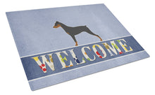 Load image into Gallery viewer, German Pinscher Welcome Glass Cutting Boards – Durable, Decorative Kitchen Art Large BB5517LCB