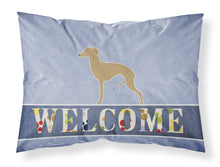 Load image into Gallery viewer, Italian Greyhound Welcome Fabric Standard Pillowcase – Artistic Decorative Front, White Back BB5518PILLOWCASE