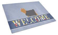 Load image into Gallery viewer, Yorkshire Terrier Yorkie Welcome Glass Cutting Boards – Durable, Decorative Kitchen Art Large BB5538LCB
