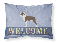 Load image into Gallery viewer, Boston Terrier Welcome Fabric Standard Pillowcase – Artistic Decorative Front, White Back BB5548PILLOWCASE