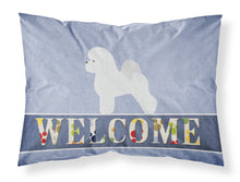 Load image into Gallery viewer, Bichon Frise Welcome Fabric Standard Pillowcase – Artistic Decorative Front, White Back BB5549PILLOWCASE