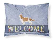 Load image into Gallery viewer, Cavalier King Charles Spaniel Welcome Fabric Standard Pillowcase – Artistic Decorative Front, White Back BB5553PILLOWCASE