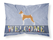 Load image into Gallery viewer, Basenji Welcome Fabric Standard Pillowcase – Artistic Decorative Front, White Back BB5578PILLOWCASE
