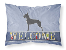 Load image into Gallery viewer, Great Dane Welcome Fabric Standard Pillowcase – Artistic Decorative Front, White Back BB5579PILLOWCASE