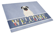 Load image into Gallery viewer, Pug Cream Welcome Glass Cutting Boards – Durable, Decorative Kitchen Art Large BB5585LCB