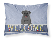 Load image into Gallery viewer, Pug Black Welcome Fabric Standard Pillowcase – Artistic Decorative Front, White Back BB5587PILLOWCASE