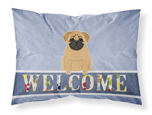 Load image into Gallery viewer, Pug Brown Welcome Fabric Standard Pillowcase – Artistic Decorative Front, White Back BB5588PILLOWCASE