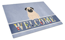 Load image into Gallery viewer, Pug Fawn Welcome Glass Cutting Boards – Durable, Decorative Kitchen Art Large BB5589LCB