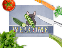 Load image into Gallery viewer, French Bulldog Brindle Welcome Glass Cutting Boards – Durable, Decorative Kitchen Art Large BB5590LCB