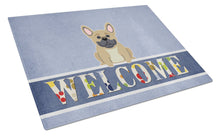 Load image into Gallery viewer, French Bulldog Cream Welcome Glass Cutting Boards – Durable, Decorative Kitchen Art Large BB5591LCB