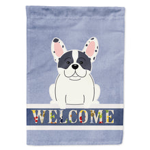 Load image into Gallery viewer, French Bulldog Piebald Welcome Flag Canvas House Size BB5592CHF