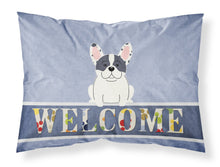 Load image into Gallery viewer, French Bulldog Piebald Welcome Fabric Standard Pillowcase – Artistic Decorative Front, White Back BB5592PILLOWCASE