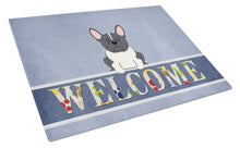Load image into Gallery viewer, French Bulldog Black White Welcome Glass Cutting Boards – Durable, Decorative Kitchen Art Large BB5593LCB
