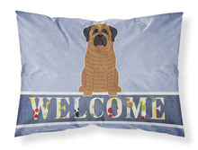 Load image into Gallery viewer, Mastiff Brindle Welcome Fabric Standard Pillowcase – Artistic Decorative Front, White Back BB5596PILLOWCASE