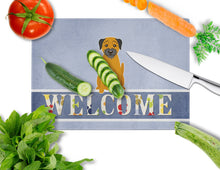 Load image into Gallery viewer, Border Terrier Welcome Glass Cutting Boards – Durable, Decorative Kitchen Art Large BB5620LCB