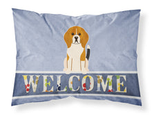 Load image into Gallery viewer, Beagle Tricolor Welcome Fabric Standard Pillowcase – Artistic Decorative Front, White Back BB5621PILLOWCASE