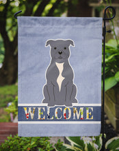 Load image into Gallery viewer, Staffordshire Bull Terrier Blue Welcome Garden Flag - Outdoor Decorative Yard Flag BB5627GF