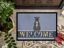 Load image into Gallery viewer, Staffordshire Bull Terrier Blue Welcome Doormat - 18x27 Decorative Floor Mat – Indoor/Outdoor Rug with Artistic Flair BB5627MAT