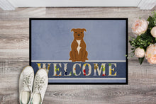 Load image into Gallery viewer, Staffordshire Bull Terrier Brown Welcome Doormat - 18x27 Decorative Floor Mat – Indoor/Outdoor Rug with Artistic Flair BB5628MAT