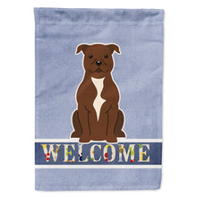 Load image into Gallery viewer, Staffordshire Bull Terrier Chocolate Welcome Flag Canvas House Size BB5629CHF