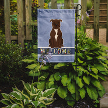 Load image into Gallery viewer, Staffordshire Bull Terrier Chocolate Welcome Garden Flag - Outdoor Decorative Yard Flag BB5629GF