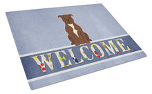 Load image into Gallery viewer, Staffordshire Bull Terrier Chocolate Welcome Glass Cutting Boards – Durable, Decorative Kitchen Art Large BB5629LCB