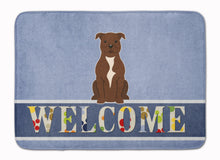 Load image into Gallery viewer, Staffordshire Bull Terrier Chocolate Welcome Machine Washable Memory Foam Mat BB5629RUG