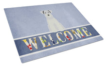 Load image into Gallery viewer, Miniature Schanuzer White Welcome Glass Cutting Boards – Durable, Decorative Kitchen Art Large BB5634LCB