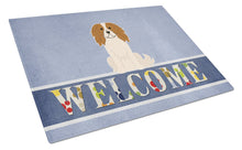 Load image into Gallery viewer, Cavalier Spaniel Welcome Glass Cutting Boards – Durable, Decorative Kitchen Art Large BB5639LCB