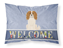 Load image into Gallery viewer, Cavalier Spaniel Welcome Fabric Standard Pillowcase – Artistic Decorative Front, White Back BB5639PILLOWCASE