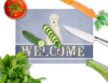 Load image into Gallery viewer, Soft Coated Wheaten Terrier Welcome Glass Cutting Boards – Durable, Decorative Kitchen Art Large BB5642LCB
