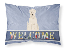 Load image into Gallery viewer, Soft Coated Wheaten Terrier Welcome Fabric Standard Pillowcase – Artistic Decorative Front, White Back BB5642PILLOWCASE