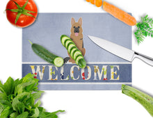 Load image into Gallery viewer, German Shepherd Welcome Glass Cutting Boards – Durable, Decorative Kitchen Art Large BB5648LCB