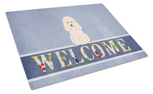 Load image into Gallery viewer, Poodle White Welcome Glass Cutting Boards – Durable, Decorative Kitchen Art Large BB5651LCB