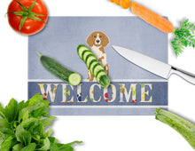 Load image into Gallery viewer, Brittany Spaniel Welcome Glass Cutting Boards – Durable, Decorative Kitchen Art Large BB5653LCB