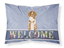 Load image into Gallery viewer, Brittany Spaniel Welcome Fabric Standard Pillowcase – Artistic Decorative Front, White Back BB5653PILLOWCASE