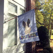 Load image into Gallery viewer, Papillon Black White Welcome Flag Canvas House Size BB5657CHF