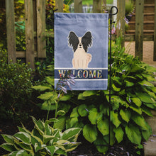 Load image into Gallery viewer, Papillon Black White Welcome Garden Flag - Outdoor Decorative Yard Flag BB5657GF