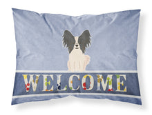 Load image into Gallery viewer, Papillon Black White Welcome Fabric Standard Pillowcase – Artistic Decorative Front, White Back BB5657PILLOWCASE