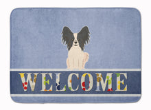 Load image into Gallery viewer, Papillon Black White Welcome Machine Washable Memory Foam Mat BB5657RUG